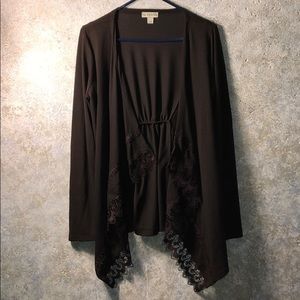 Brown Lace Live & Let Live Light knit cardigan L